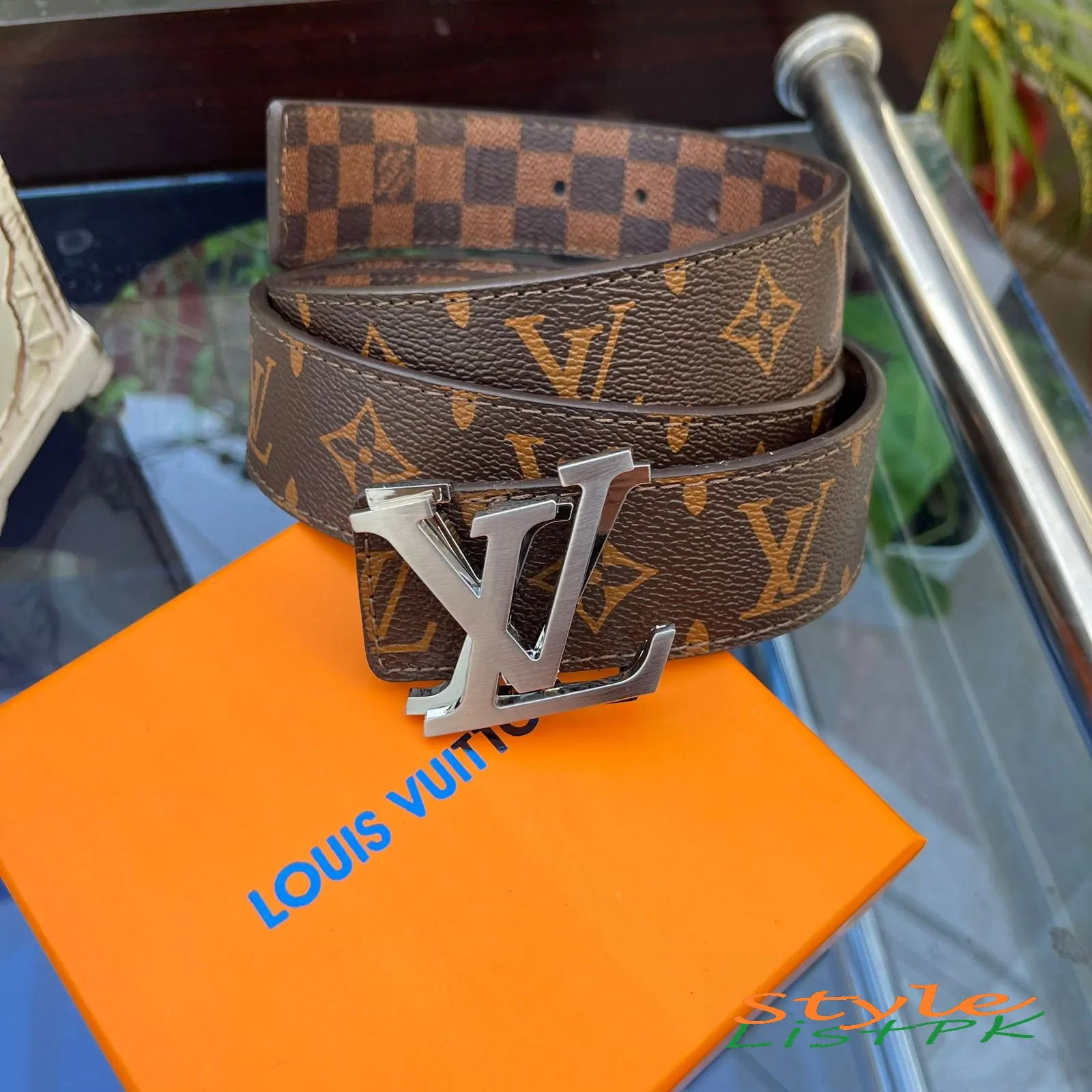 Best Price Lv Alpha Check Reversible Belt