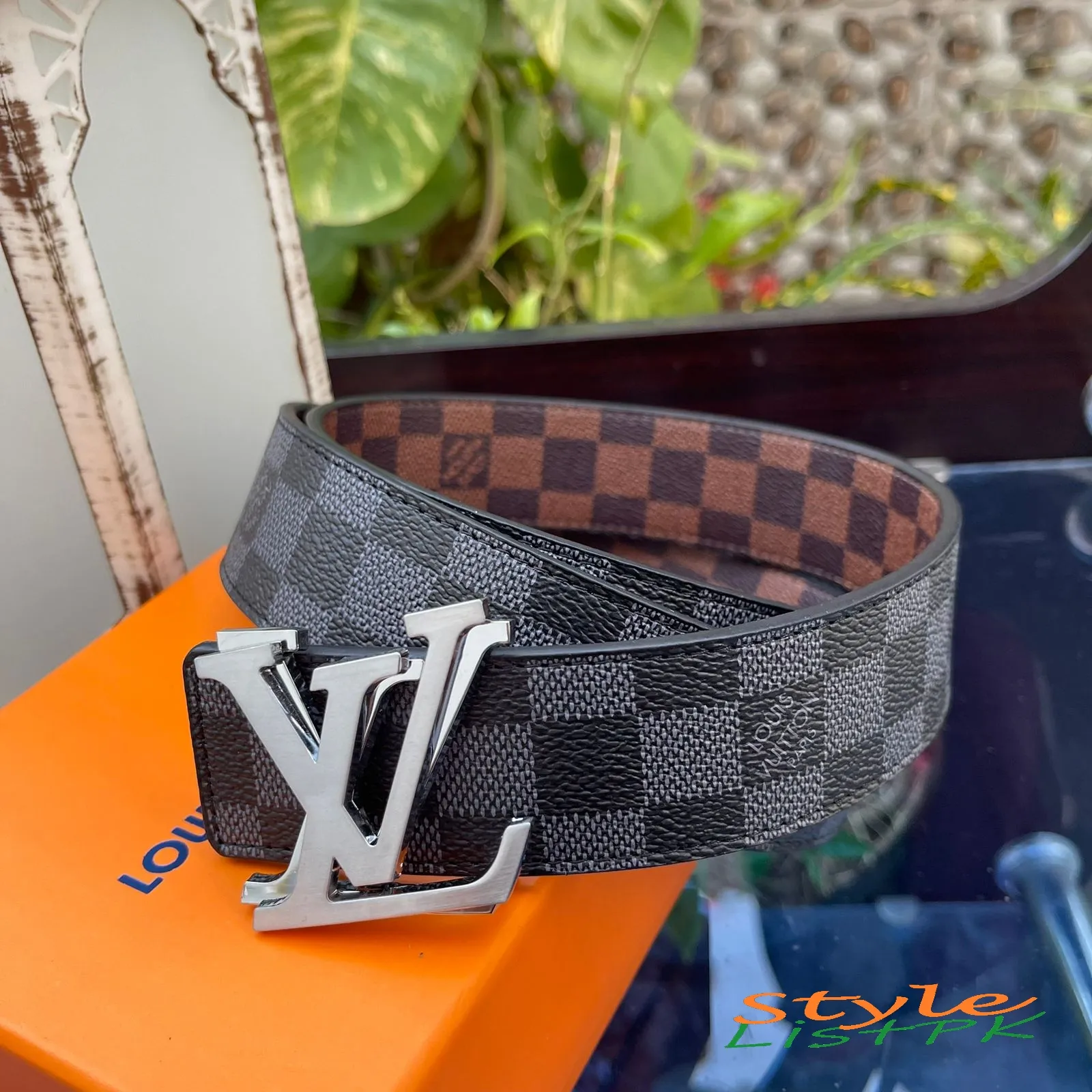 Best Price Lv Checker Reversible Belt