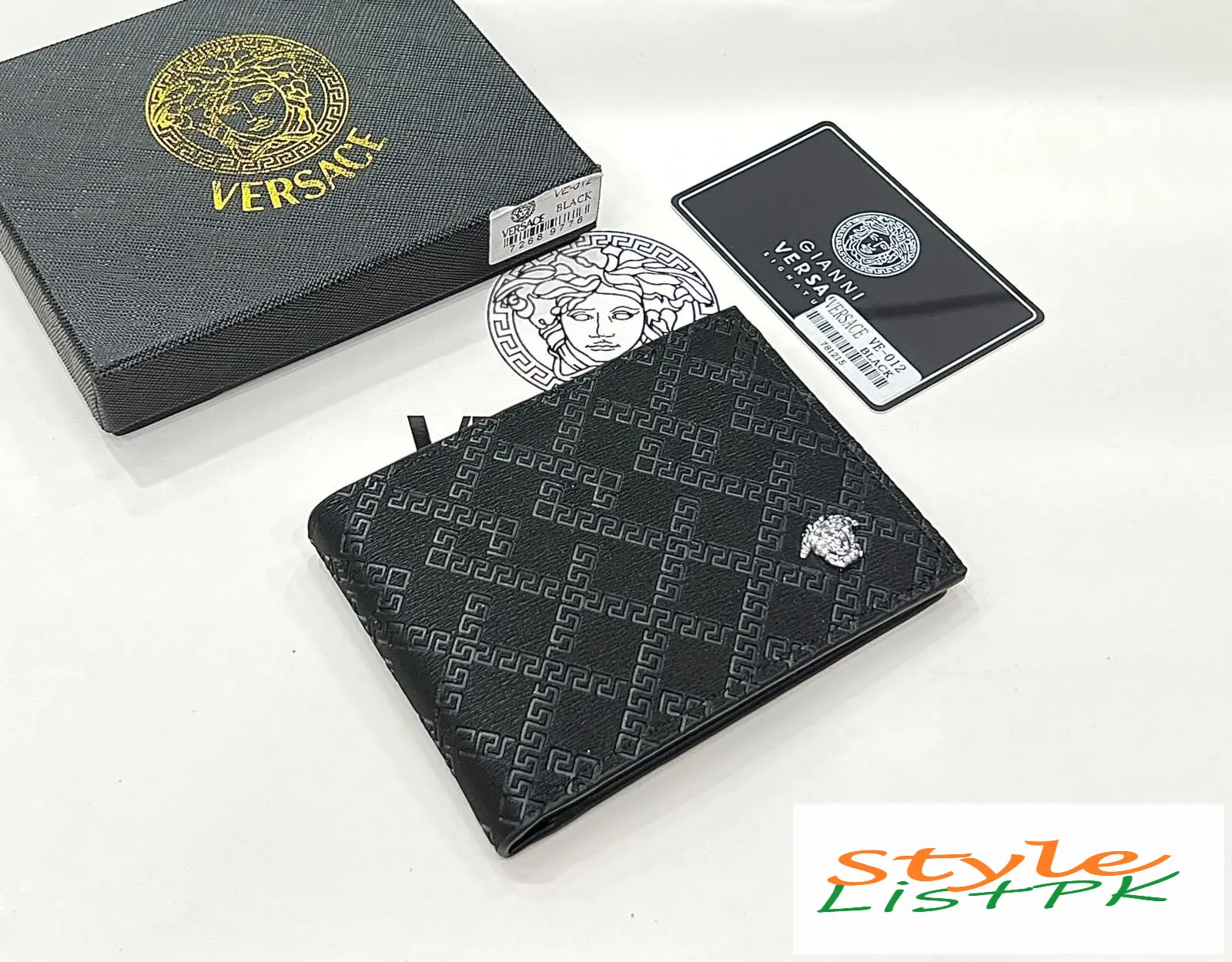 Best Price Versace Black Textured Wallet for Him