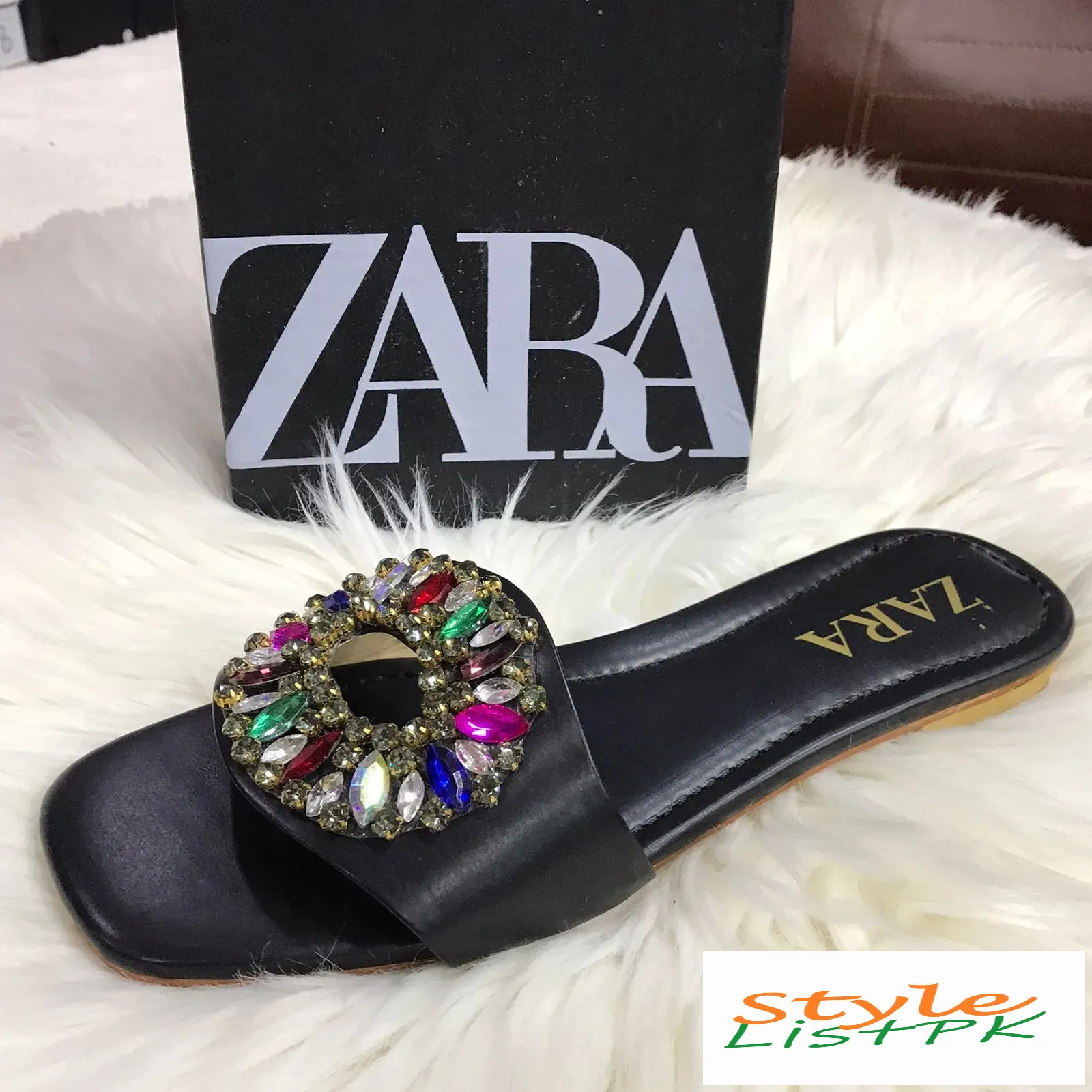 Best Price Zara Embellished Stone Slippers